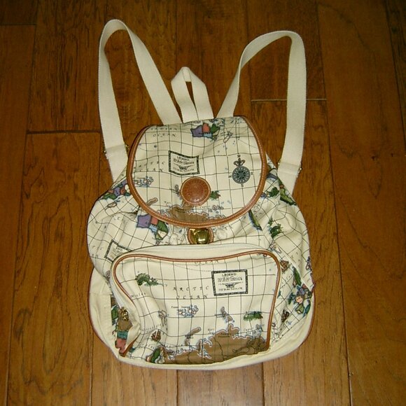 Vintage Carpetbags of America Map Theme Backpack - Picture 1 of 6